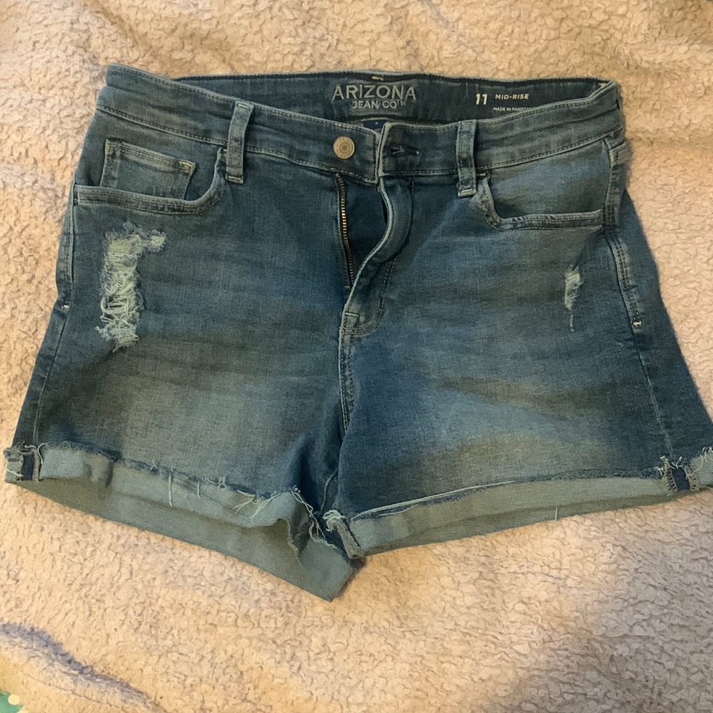 Arizona Jean Co. Ripped Roll Up Jean Shorts